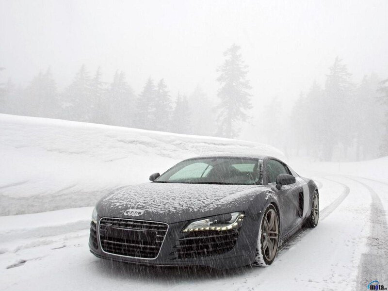 Audi R8 in Snow — Gray