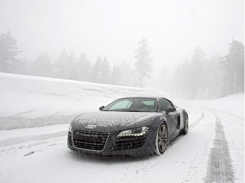 Audi R8 in Snow — White, Cold, Wintry