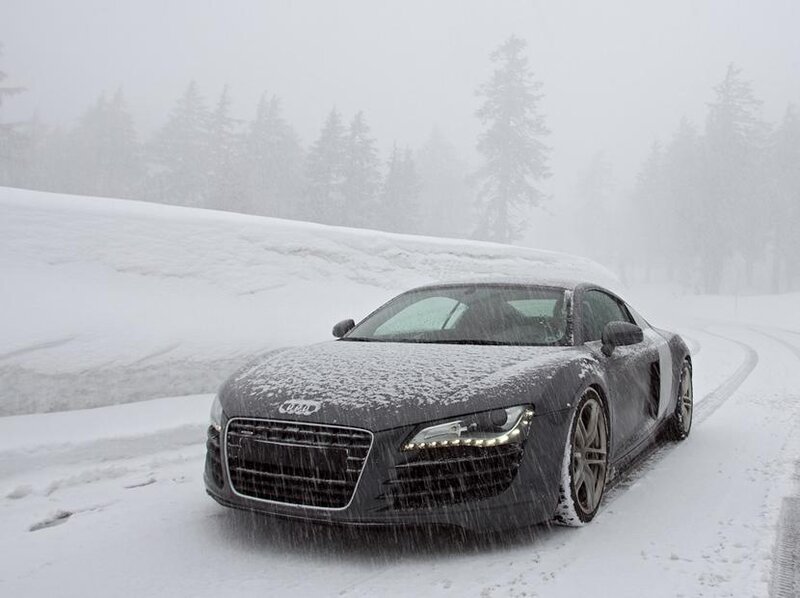 Audi R8 in snowy conditions