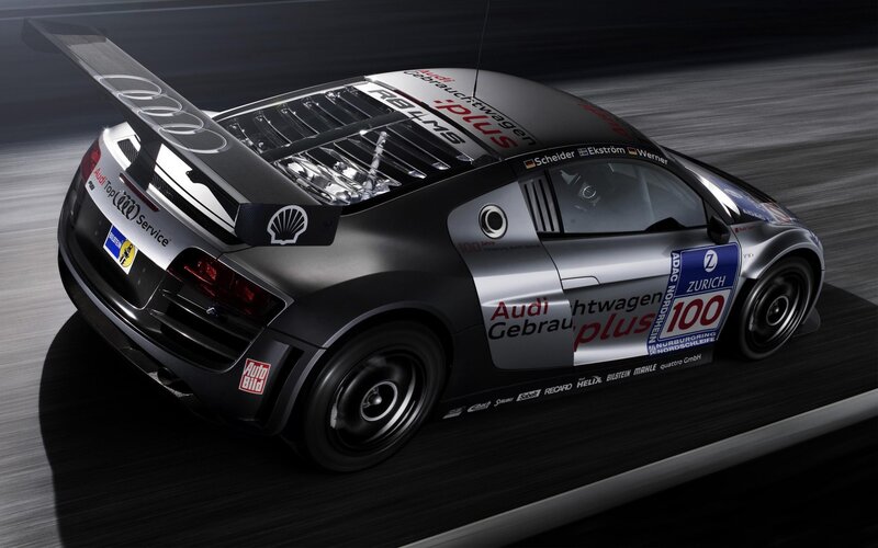 Audi R8 LMS Race Car — Black, Dynamic, Photograph, Race Car