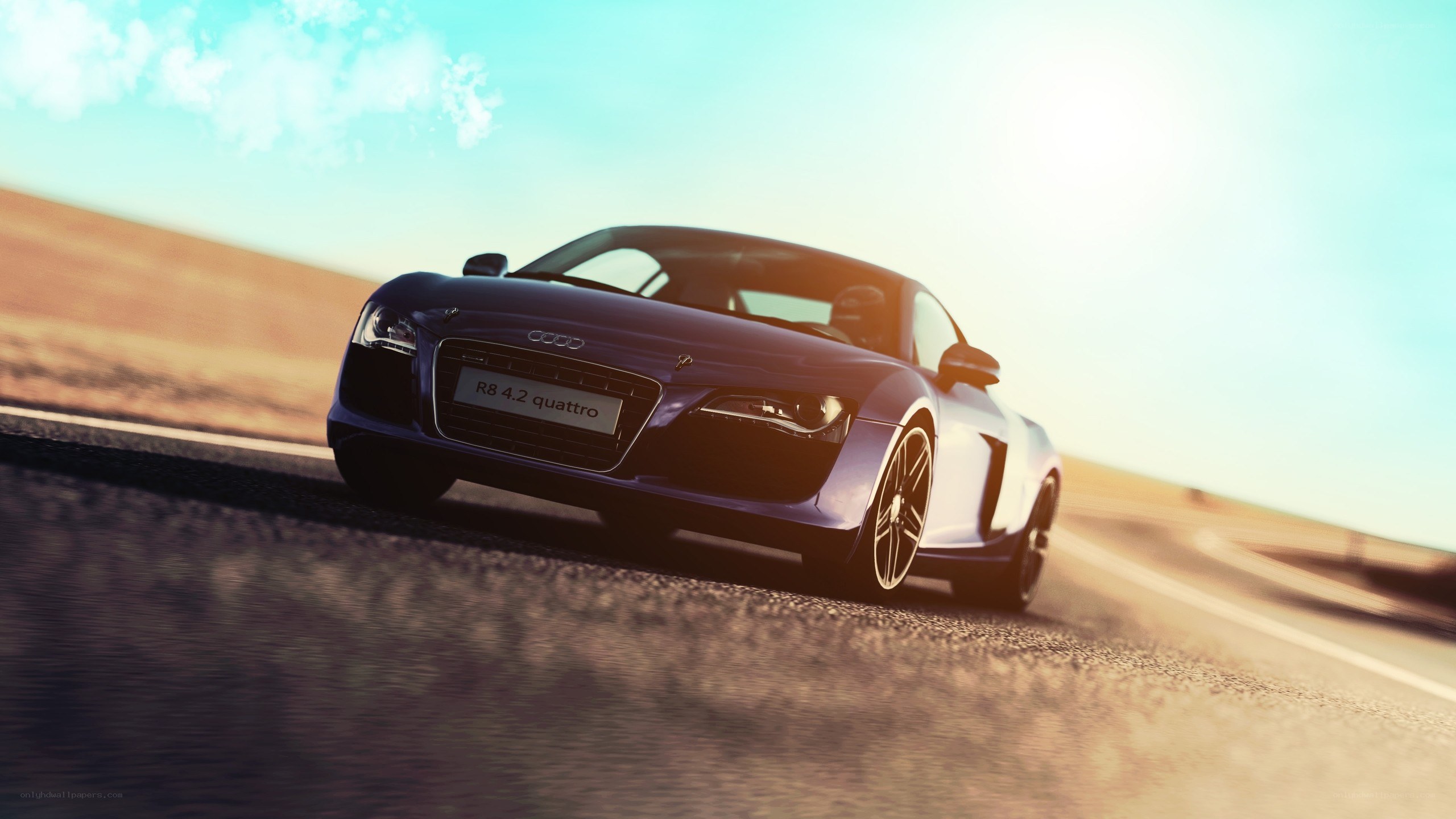 Audi R8 on a desert road