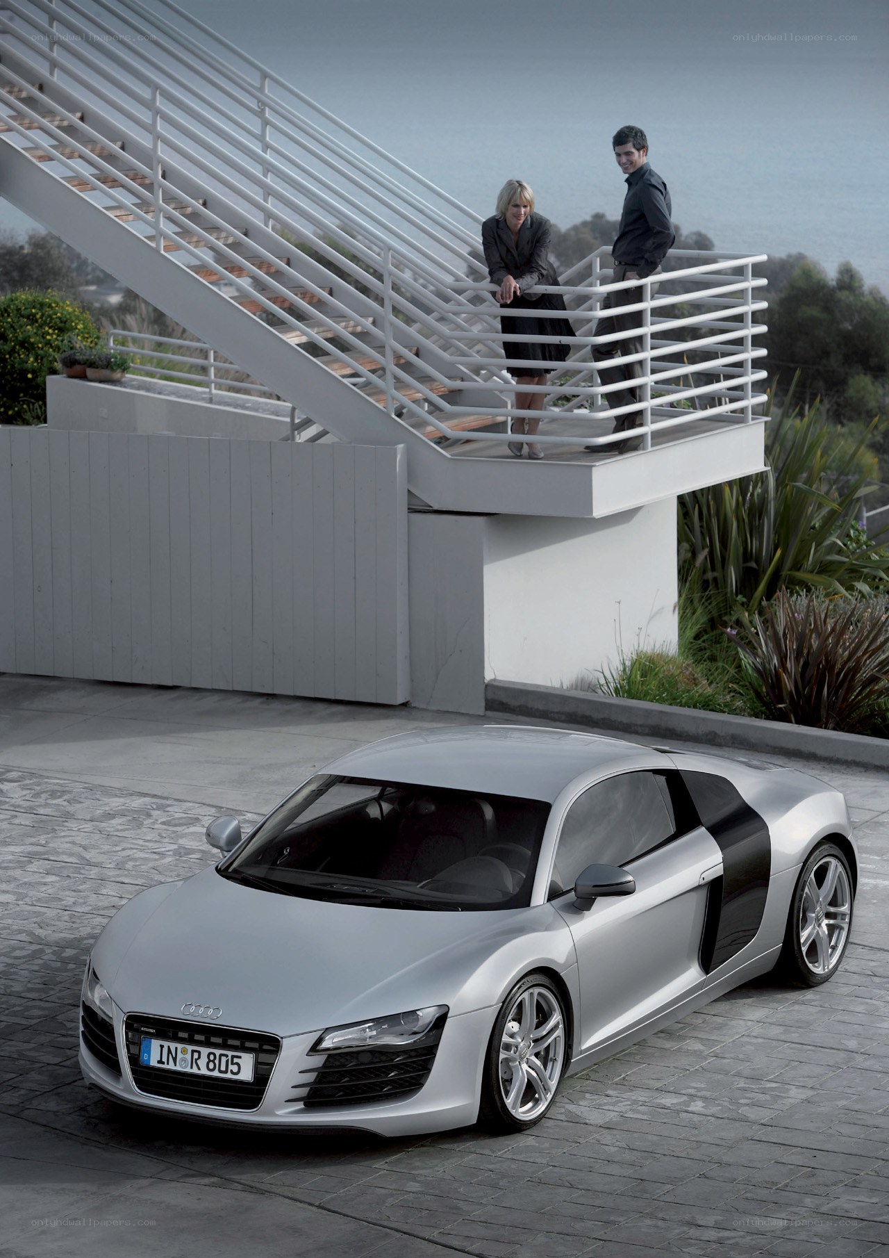 Audi R8 on a modern driveway