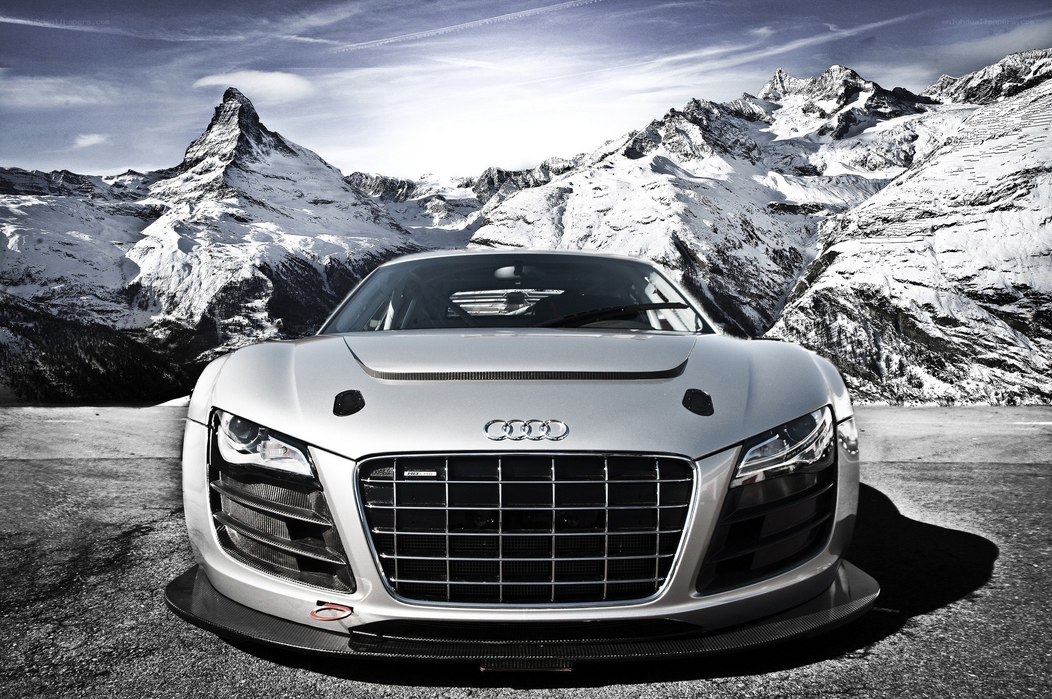Audi R8 on a mountain road
