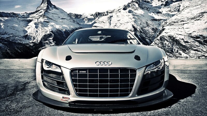 Audi R8 on a mountain road