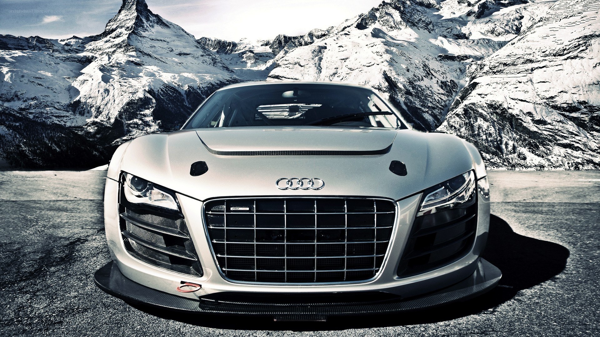 Audi R8 on a mountain road