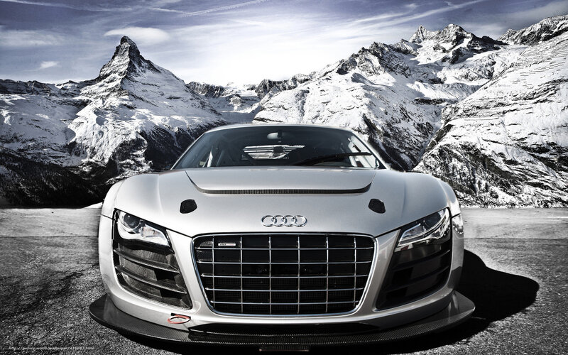 Audi R8 on a mountain road