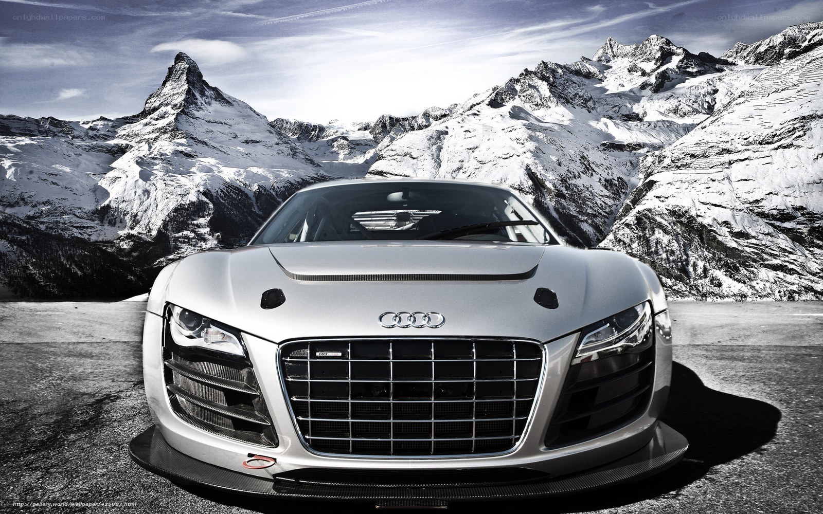 Audi R8 on a mountain road