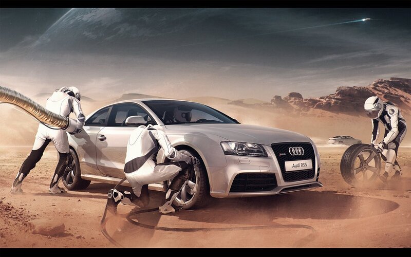 Audi R8 on alien planet