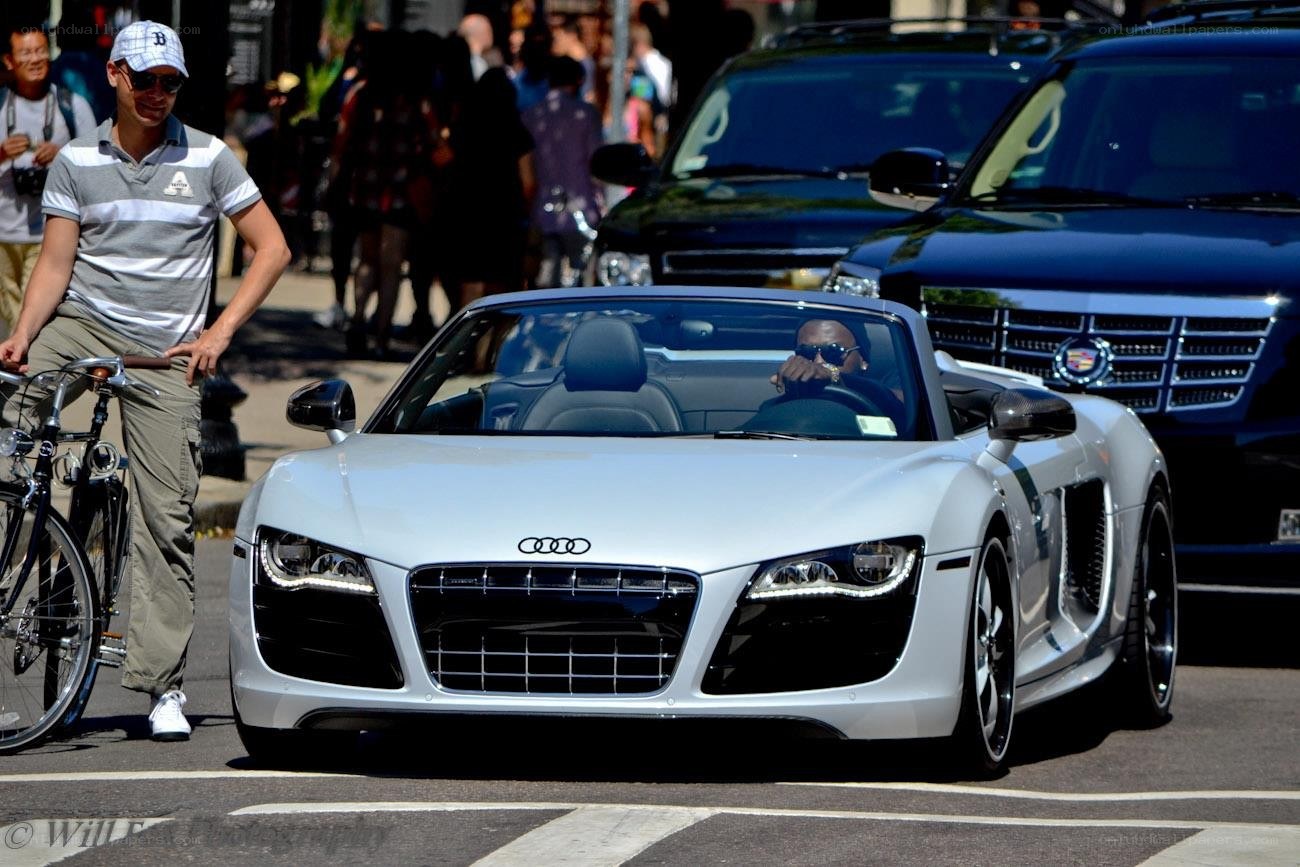 Audi R8 on city street