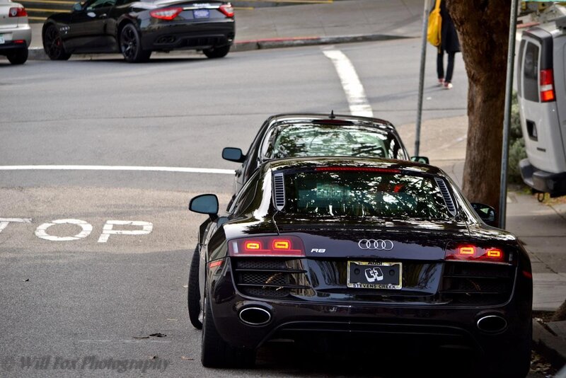 Audi R8 parked on a city street
