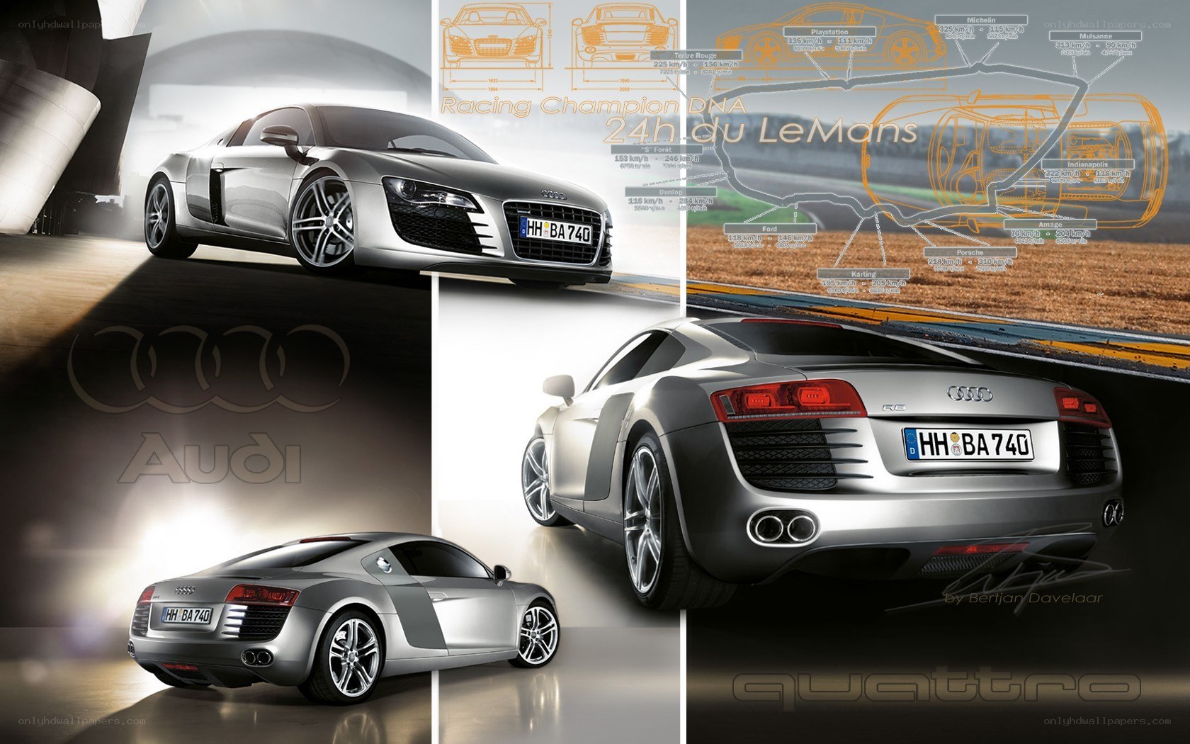 Audi R8 race car collage