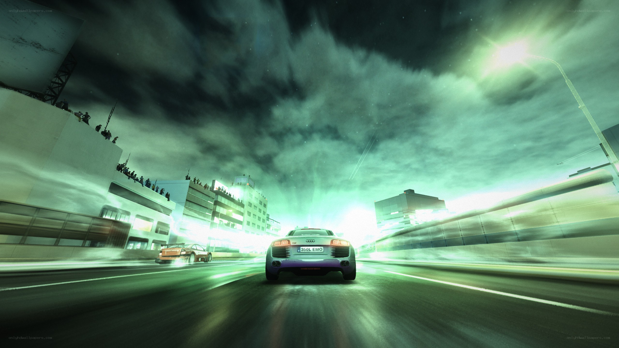 Audi R8 racing at night