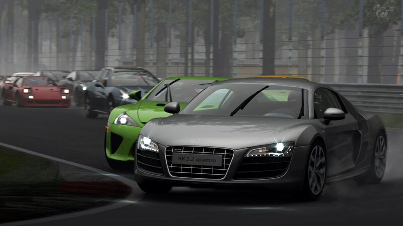 Audi R8 racing on a track