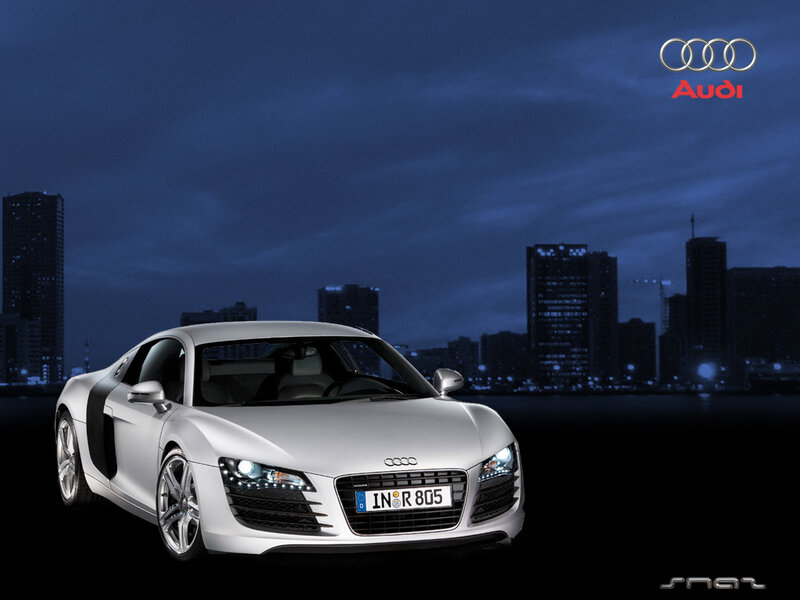 Audi R8 sports car at night