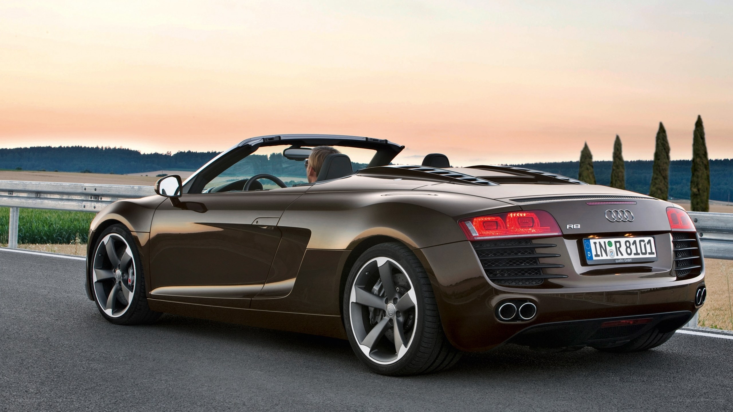 Audi R8 Spyder at sunset