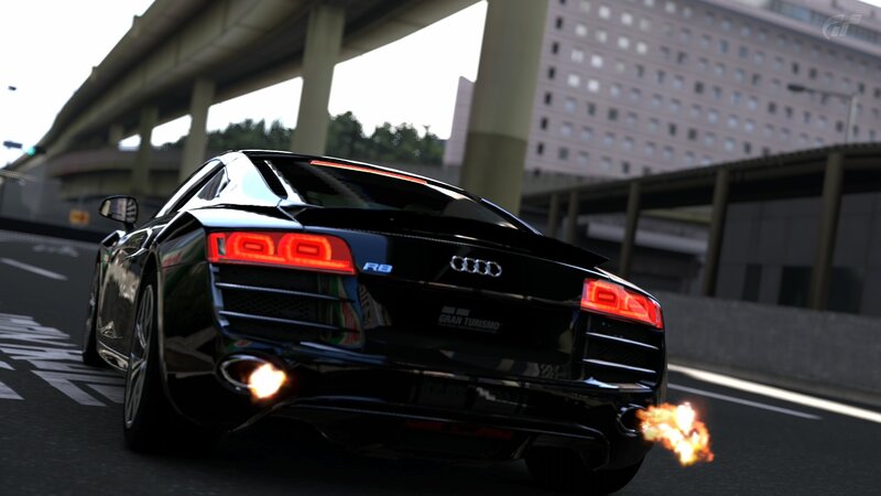 Audi R8 with flames
