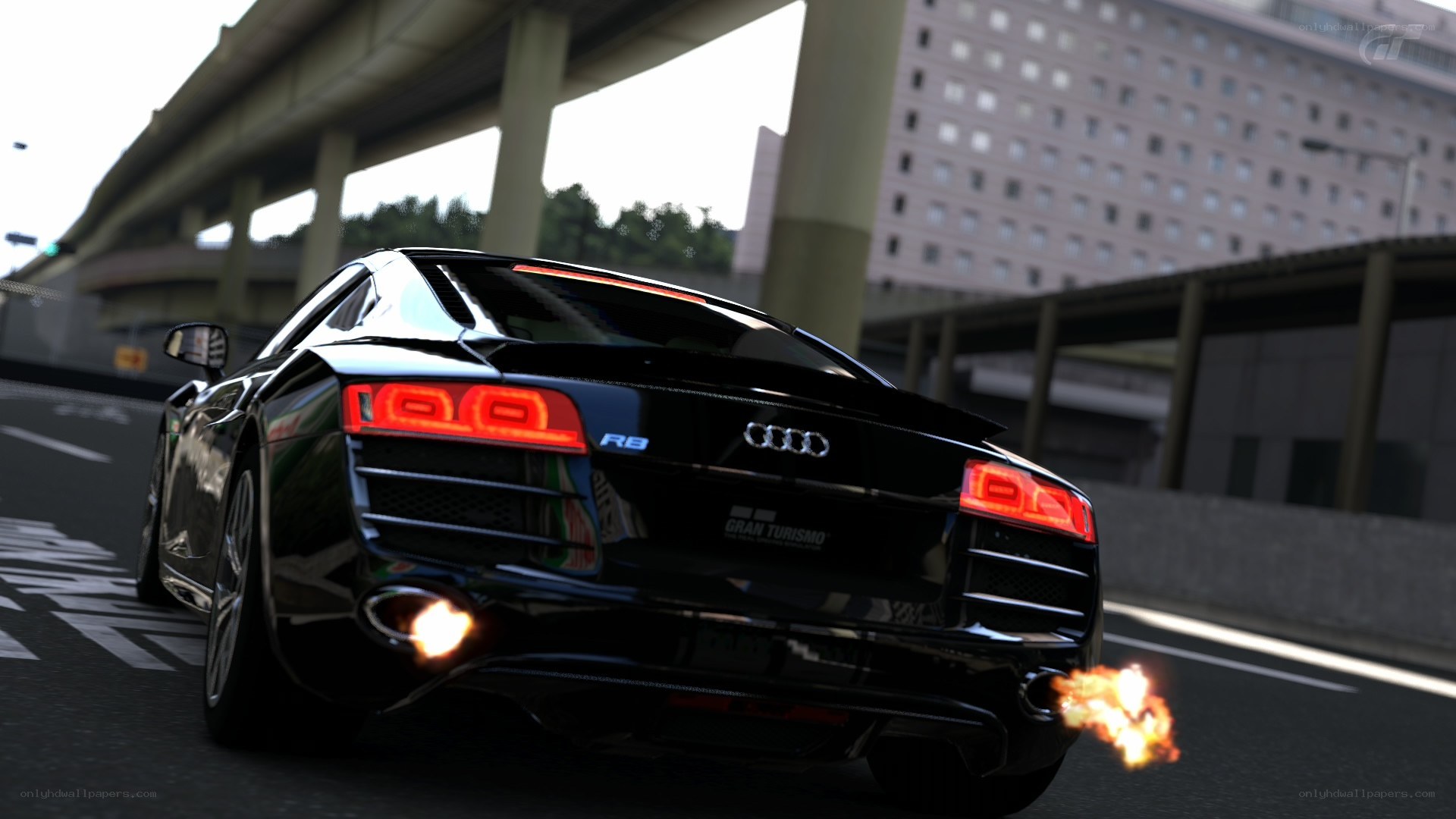 Audi R8 with flames