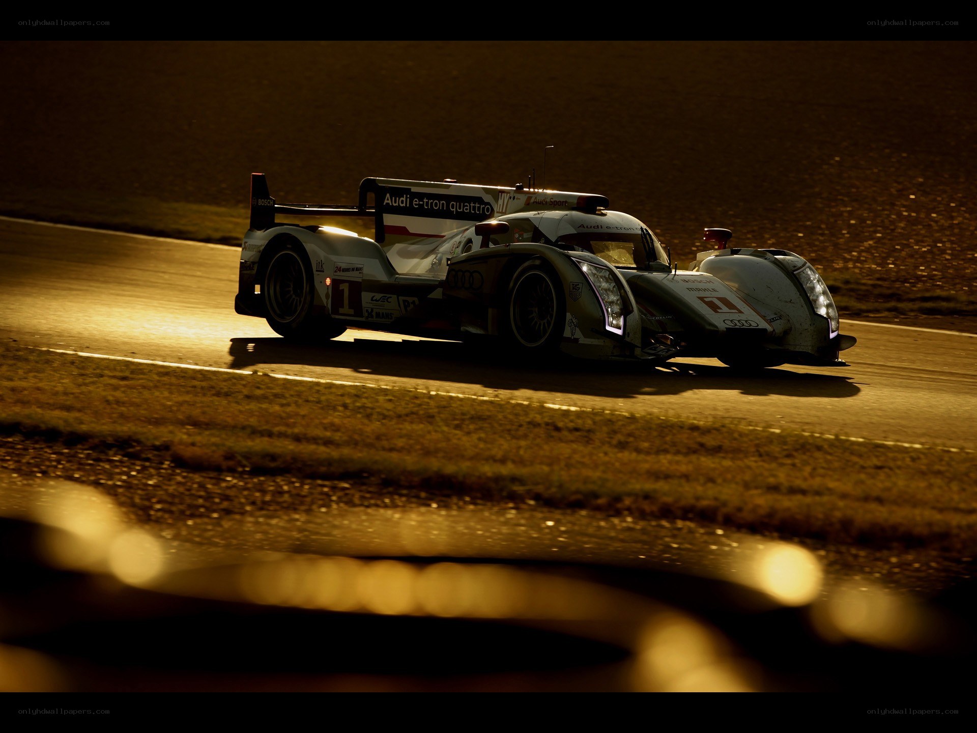 Audi race car at dusk