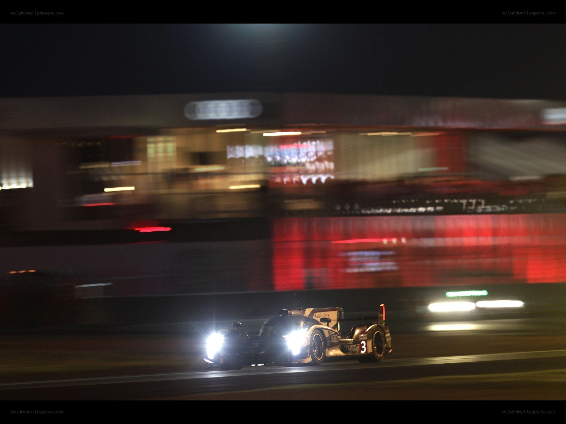 Audi race car at night