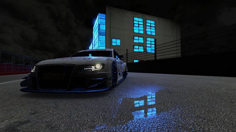 Audi race car at night