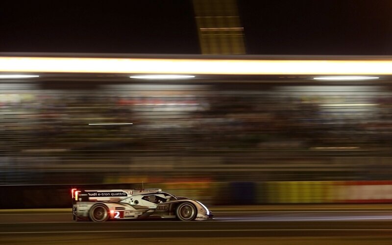 Audi race car at night