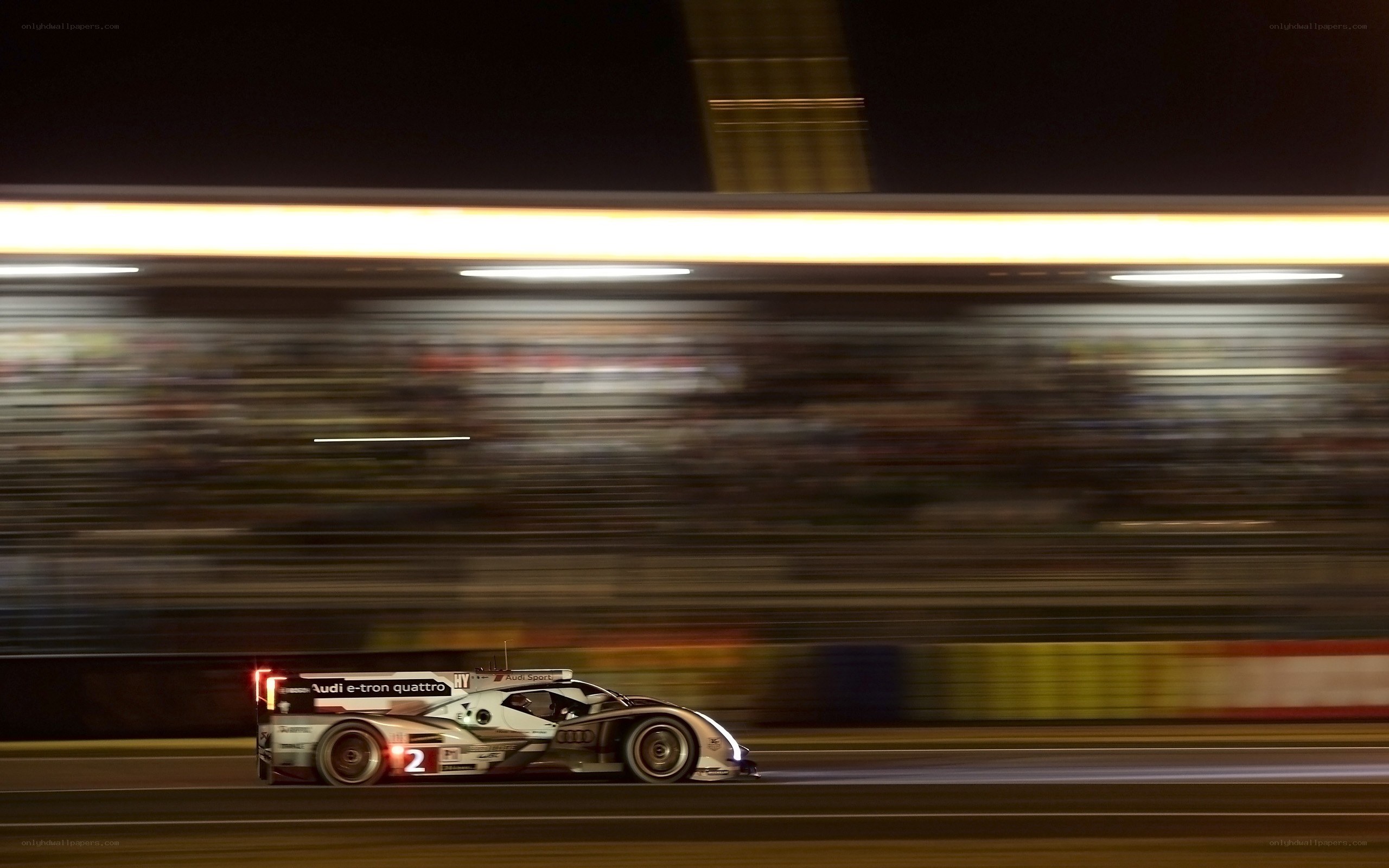 Audi race car at night