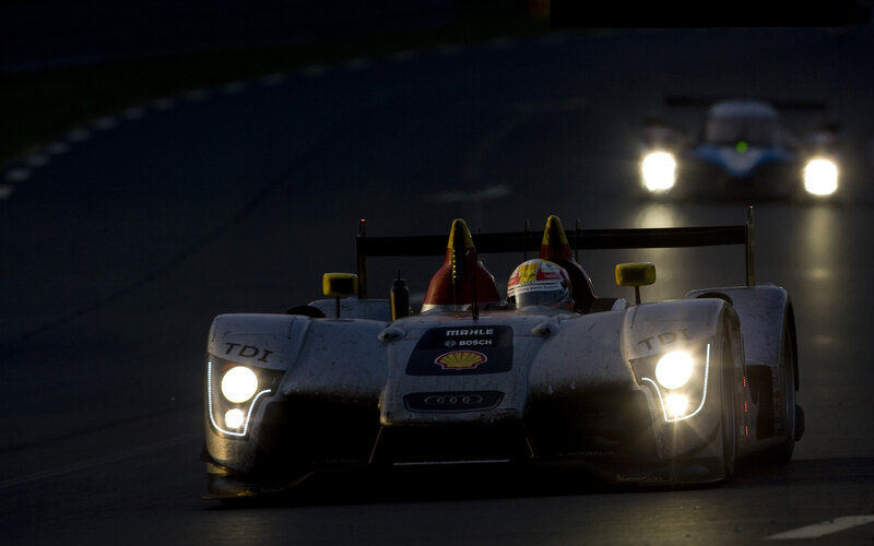 Audi Race Car at Night — Black, Dramatic