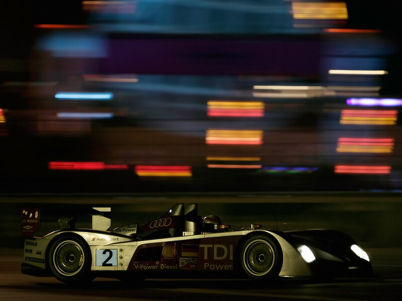 Audi Race Car at Night — Black, Dynamic