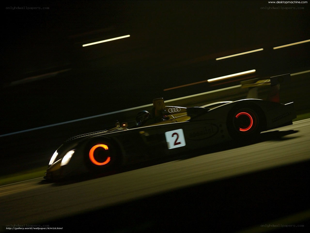 Audi race car at night