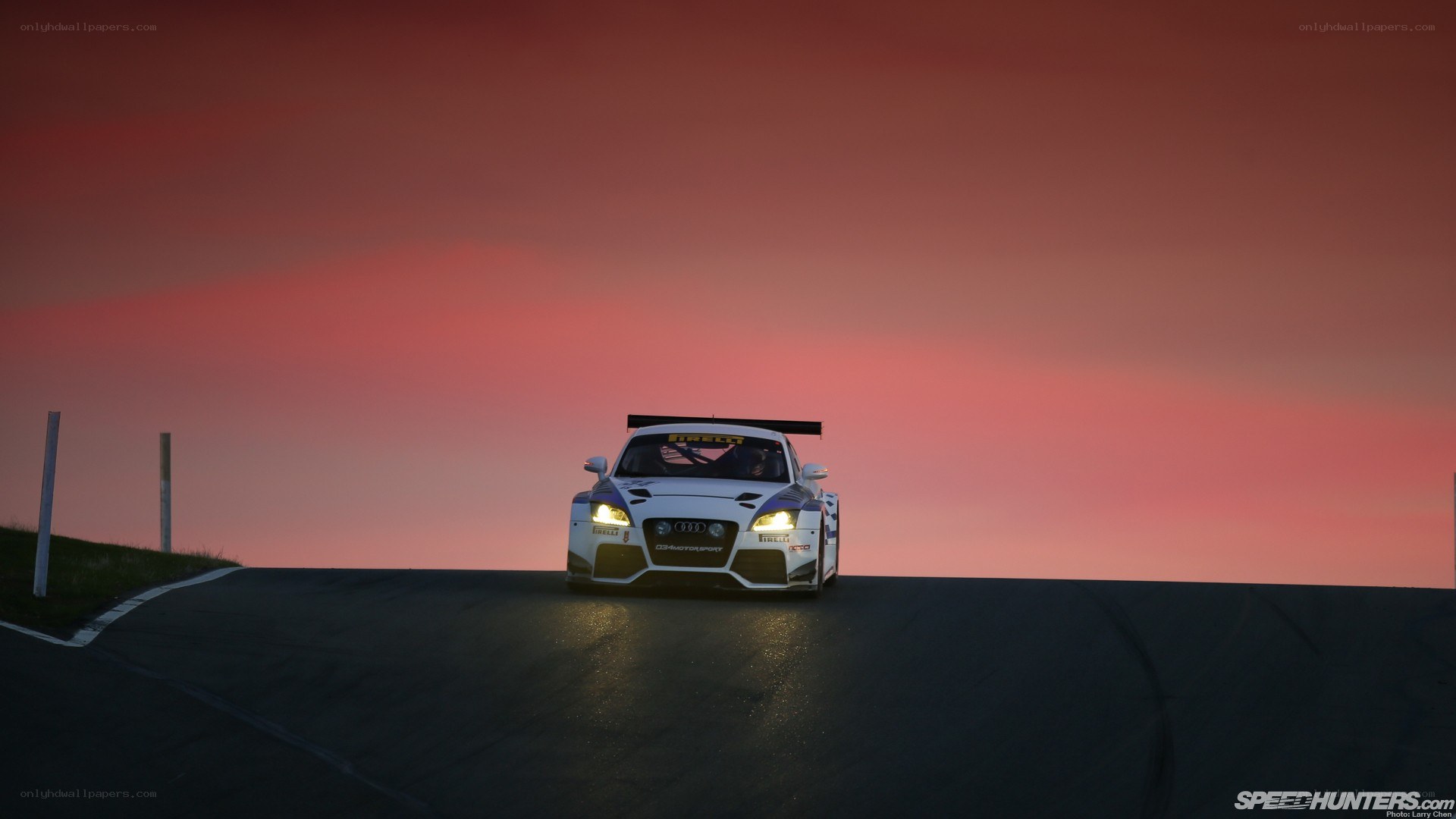 Audi race car at sunset