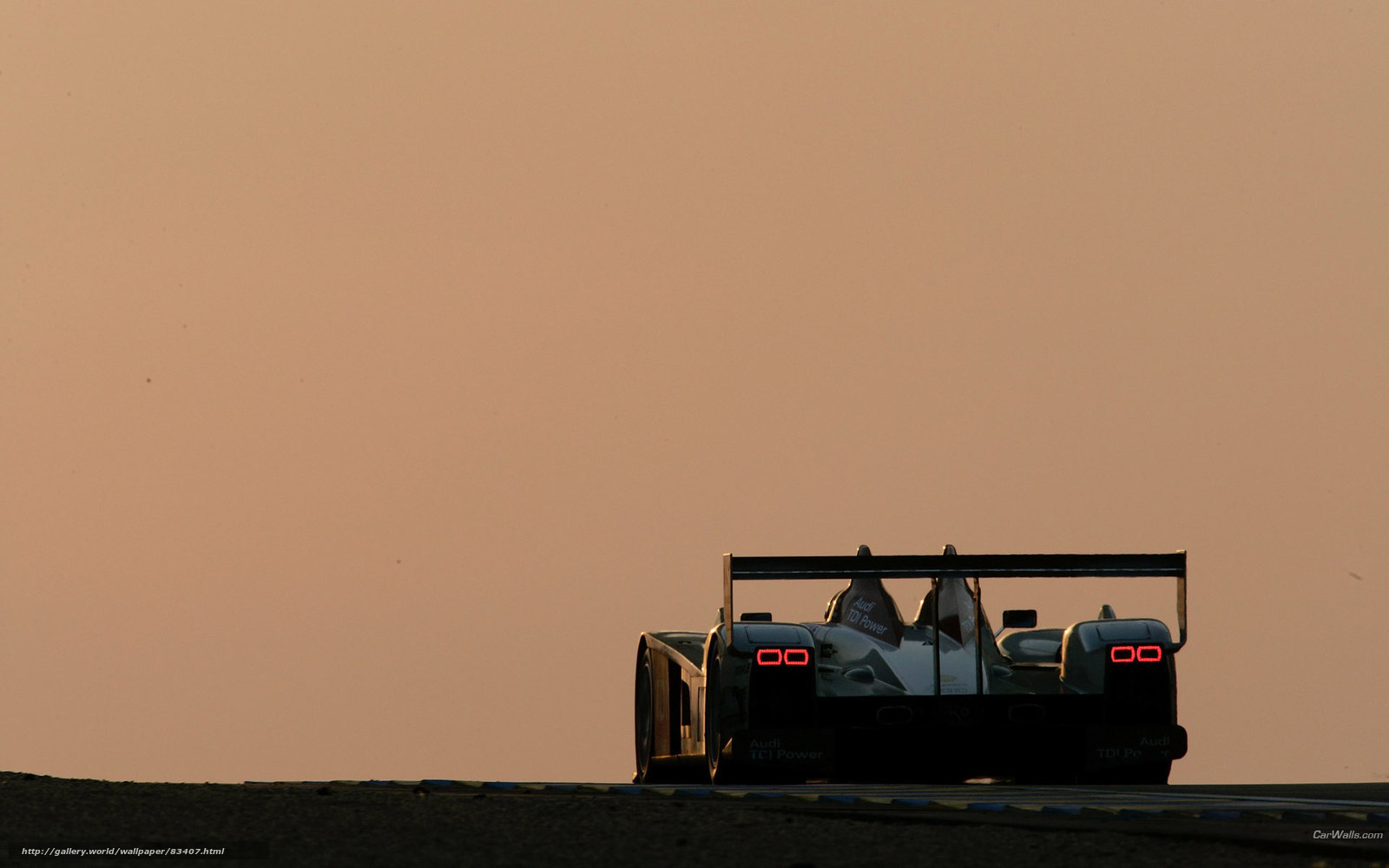Audi race car at sunset