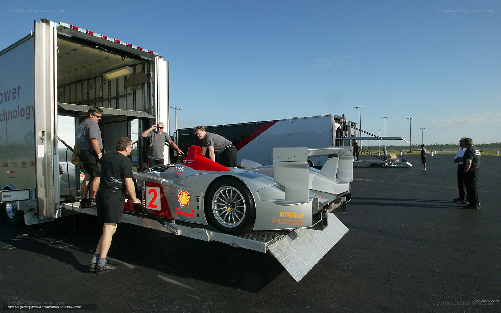 Audi race car being loaded