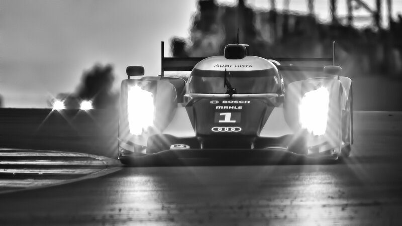 Audi Race Car — Black, Dramatic, Night