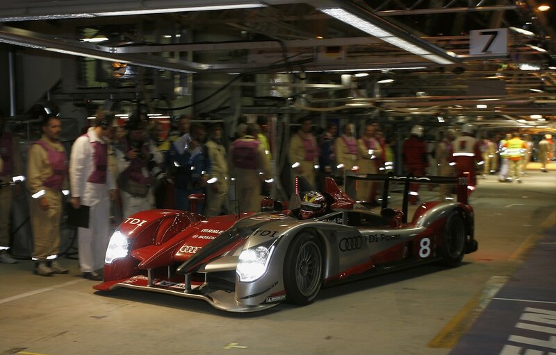 Audi race car in pit lane