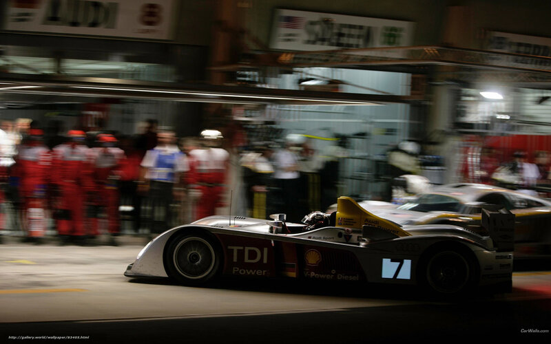Audi race car in pit lane