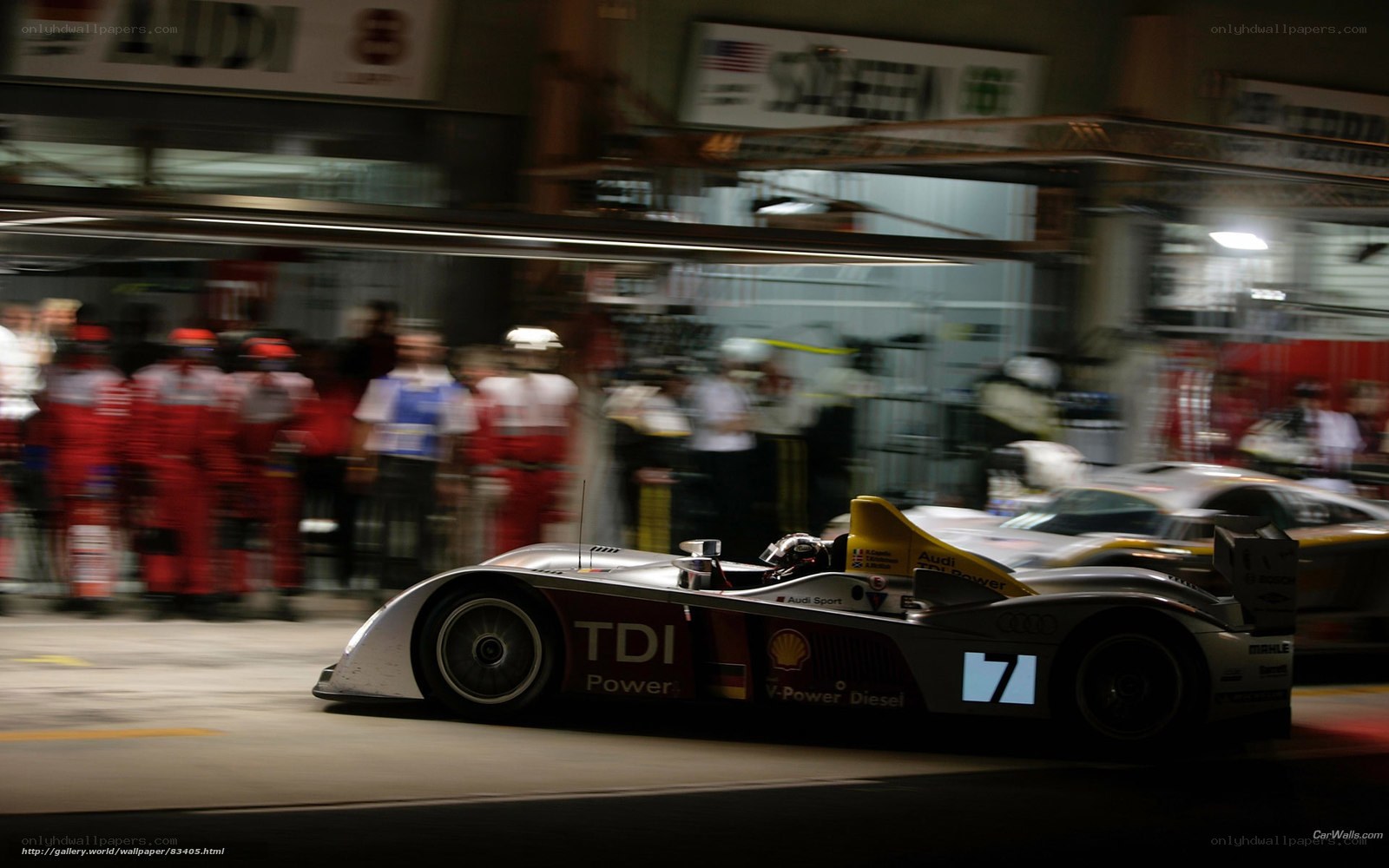 Audi race car in pit lane