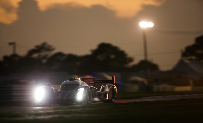 Audi Race Car on Track — Black, Dramatic