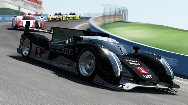 Audi Race Car on Track — Black, Dynamic, Afternoon, 3d Render