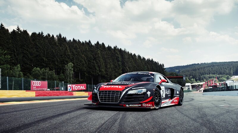 Audi Race Car on Track — Black, Dynamic, Afternoon, Photograph, Race Car