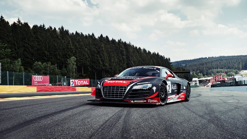 Audi Race Car on Track — Black, Dynamic, Afternoon, Photograph, Race Track