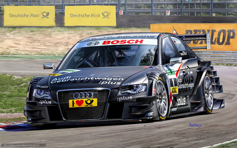 Audi Race Car on Track — Black, Dynamic, Afternoon
