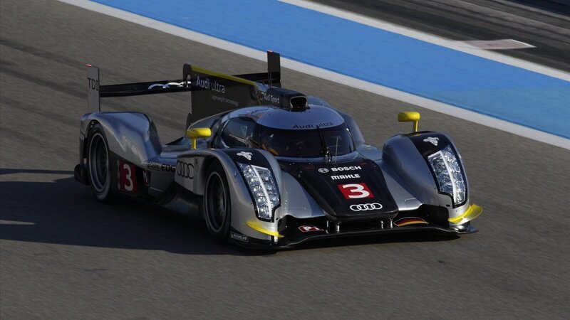 Audi Race Car on Track — Black, Dynamic