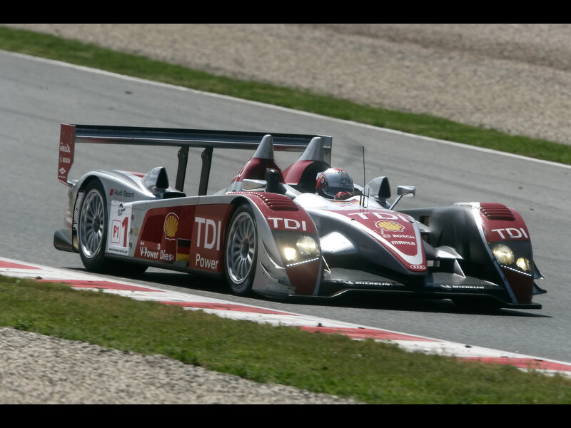 Audi Race Car on Track — Red, Dynamic