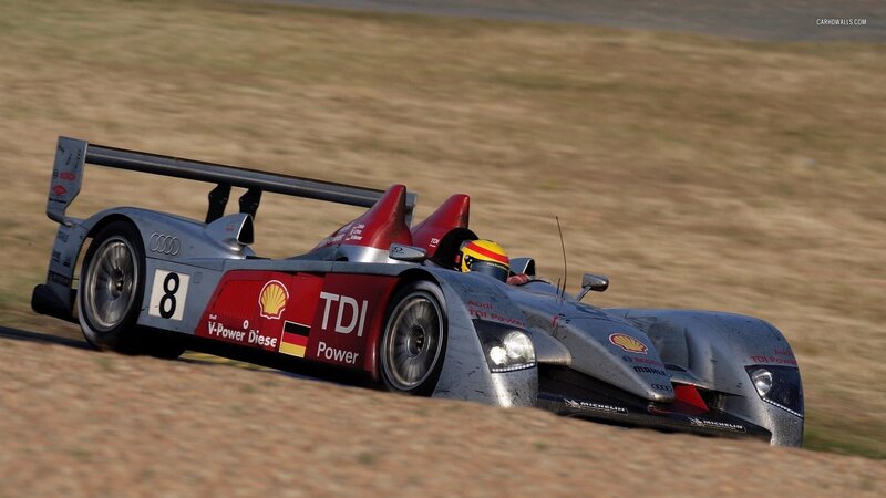 Audi Race Car on Track — Silver, Dynamic, Afternoon, Photograph