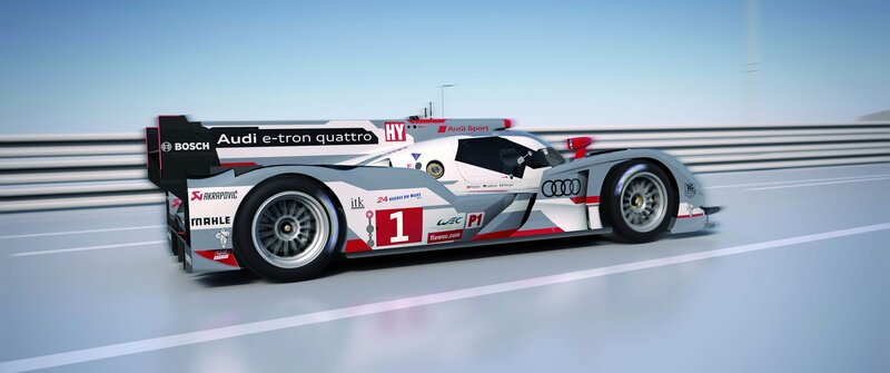 Audi Race Car on Track — White, Dynamic, Afternoon, 3d Render