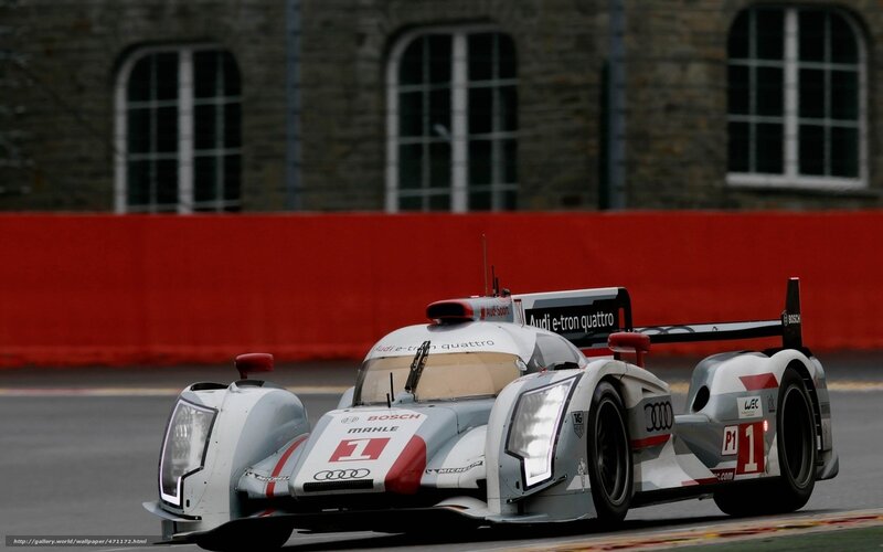 Audi Race Car on Track — White, Dynamic