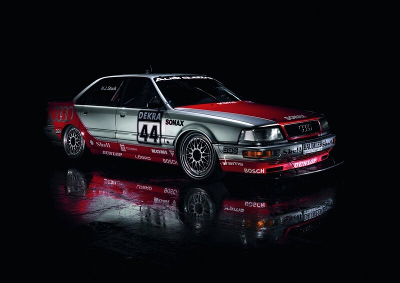Audi race car on wet surface