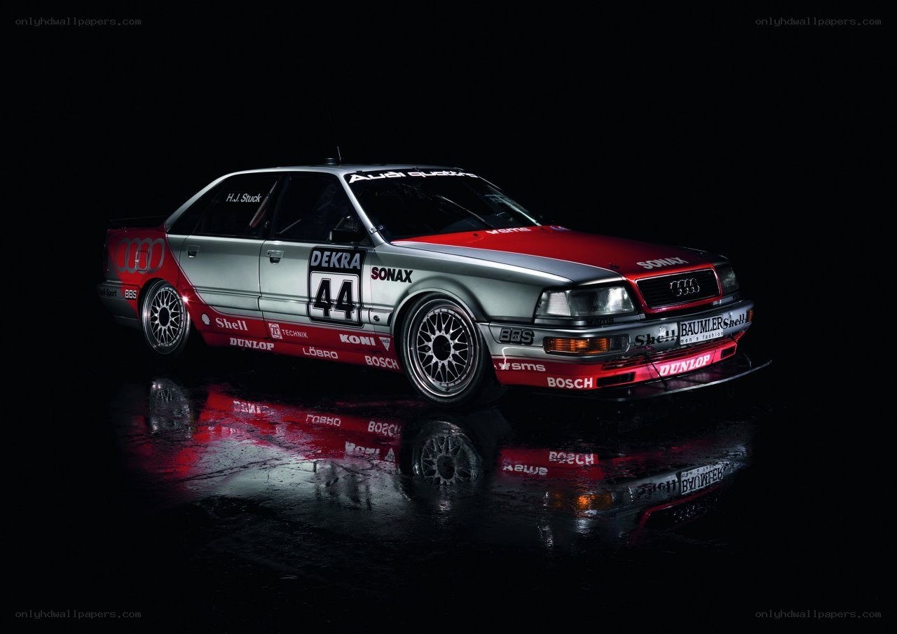 Audi race car on wet surface