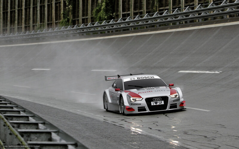 Audi race car on wet track