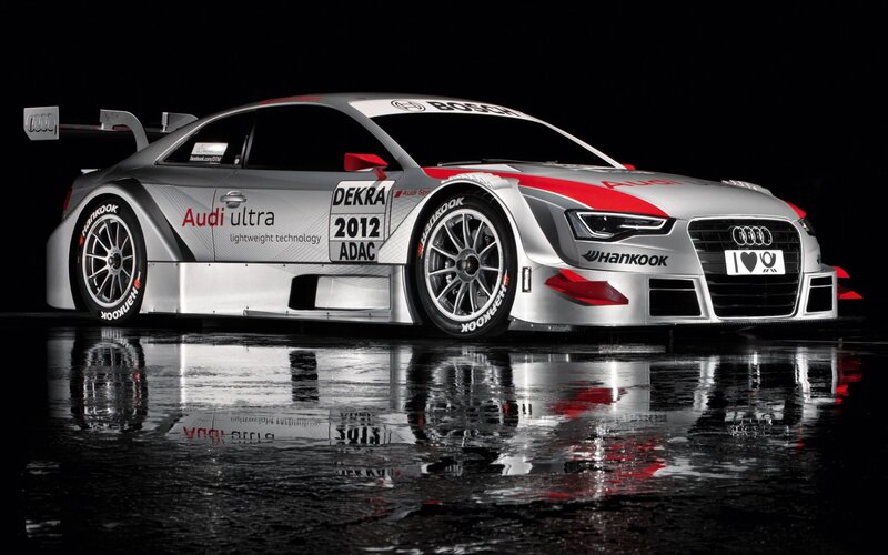 Audi Race Car — Silver, Dramatic, Night, Photograph